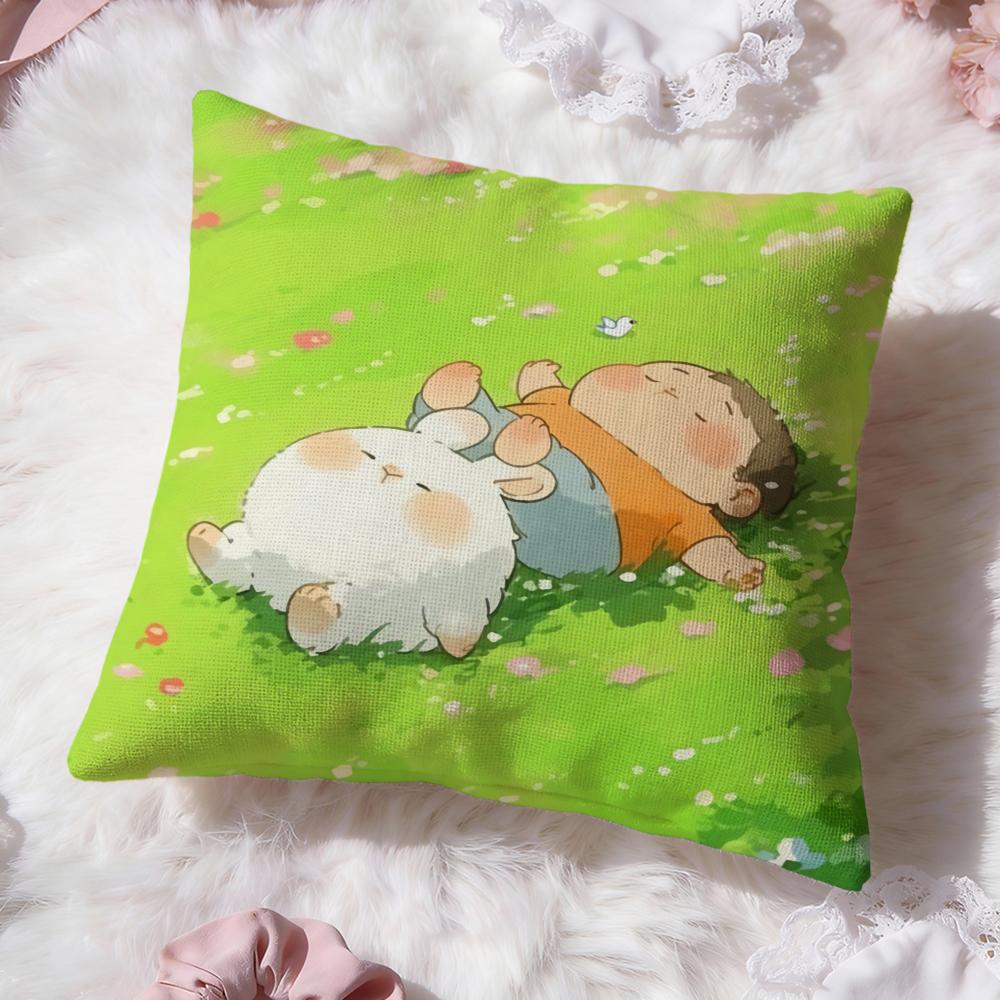 Cartoon Drawing Animal Cushion Cover Premium Comfort Reversible Pillow Cove -Two in One Design for Any Room & Car Interior
