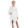 Girls Liturgical Dance Dress Shiny Sequins Patchwork Round Neck Flared Sleeve Asymmetrical Hem Performance Tunic