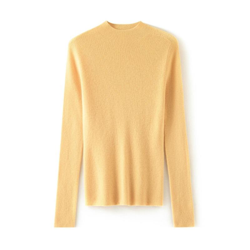 Extended semi-turtleneck wool sweater women's 0 full wool seamless integrated knitted backing soft waxy fleece autumn top new