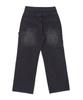 Biel Double Knee Carpenter Vintage Washed Work Denim Pants Black