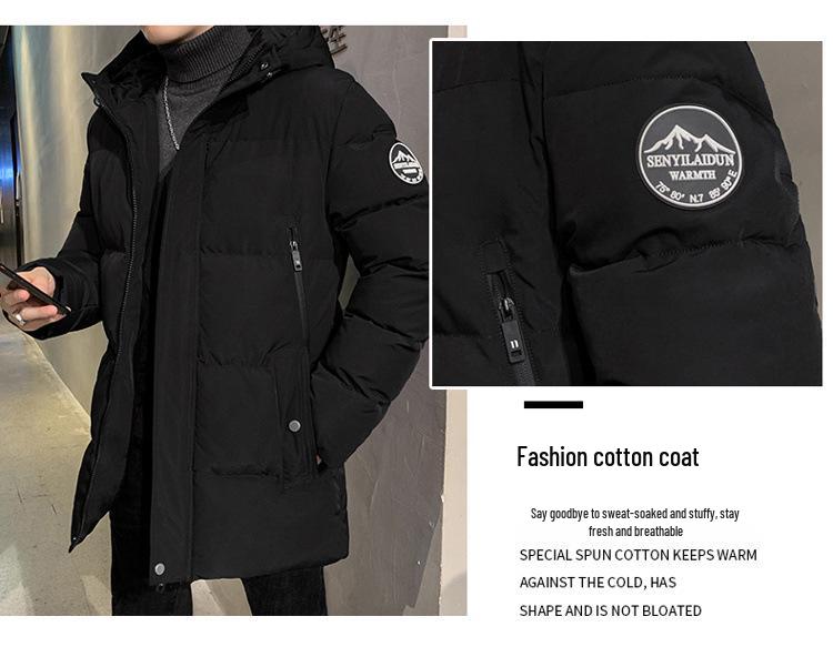 Men's Korean Style Cotton Jacket - Autumn/Winter 2024, Trendy Plus Velvet, Thickened Outerwear