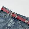 PU Leather Belt Vintage Carved Metal Buckle Design Belt for Men Women Hip Hop Style Fashion Accessories Suitable for Jeans Belt