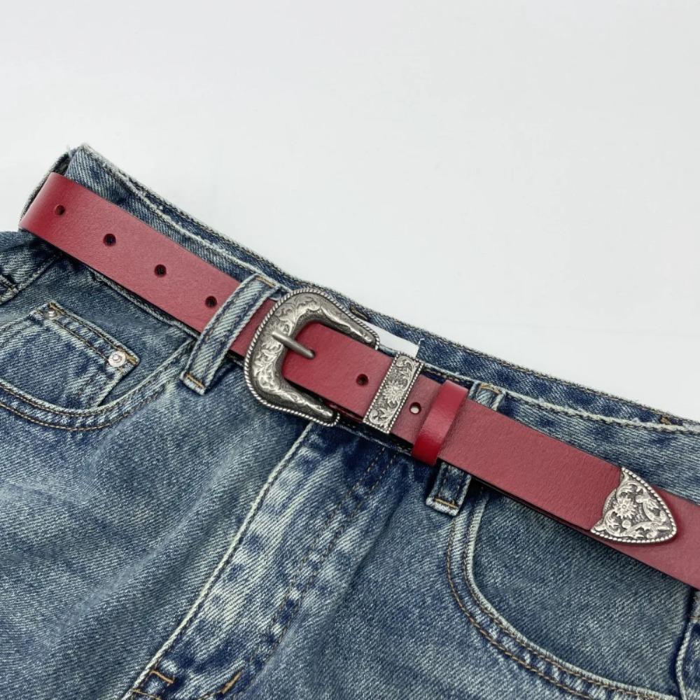 PU Leather Belt Vintage Carved Metal Buckle Design Belt for Men Women Hip Hop Style Fashion Accessories Suitable for Jeans Belt