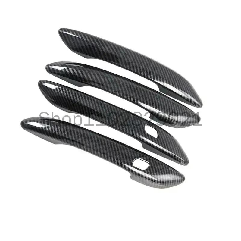 Glossy Black Carbon Fiber Chrome Car Door Handle Cover Decor Sticker Styling Accessories For Hyundai Sonata -