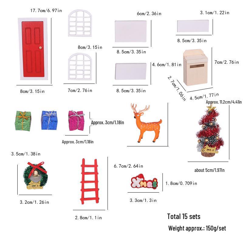 Dollhouse Christmas Festival DIY Doorway Decoration with Openable Door, Tree, Mailbox, and Gift Box
