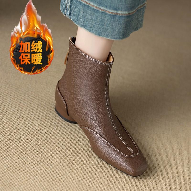 

Французские ретро ботильоны из мягкой кожи, осенне-зимние новинки, с квадратным носком, на толстом каблуке, темпераментные, женские бархатные челси, британские ботинки Мартин 40