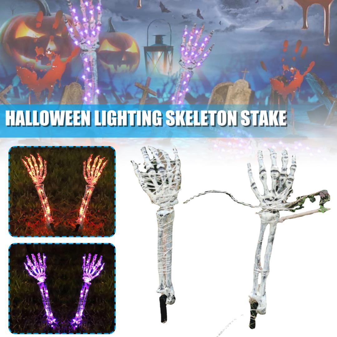

PDTO Halloween Lights Skeleton Hand Stakes String Lights Waterproof Patio Yard Decor