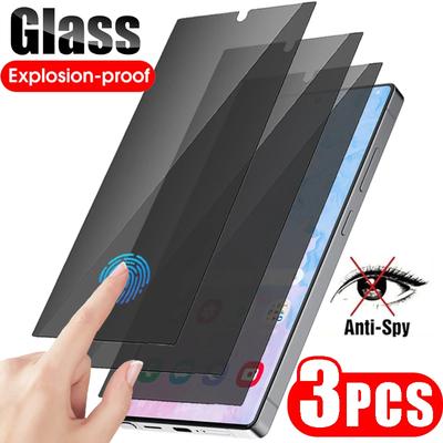 3 Stück Fingerabdruck-Entsperrung Datenschutz Gehärtetes Glas Für Samsung Galaxy S26 S25 Edge S24 Ultra S23 S22 S21 Plus S20 FE Note20 Anti-Spionage Displayschutz