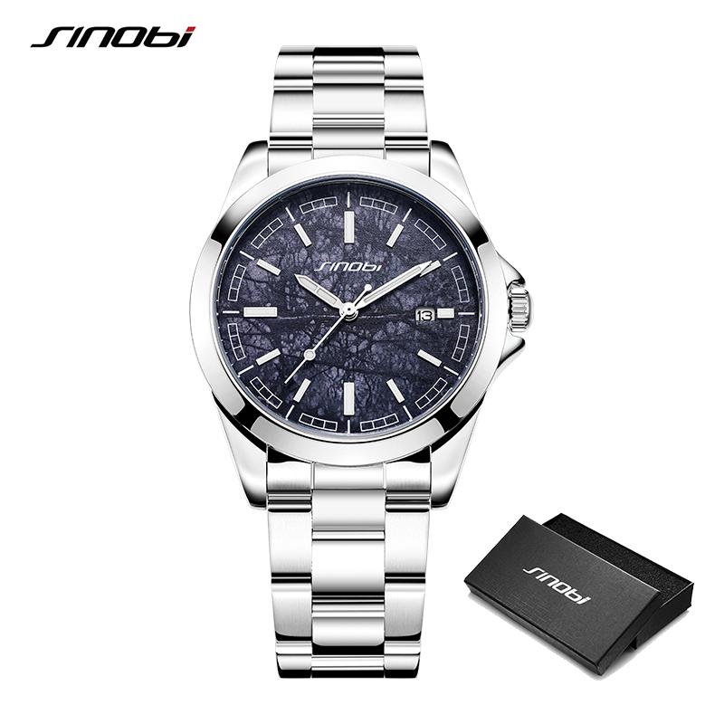SINOBI Original Design Men's Watches Top Luxury Brand Man's Quartz Wristwatches Best Gifts Clock for Male Stainless Steel Watch