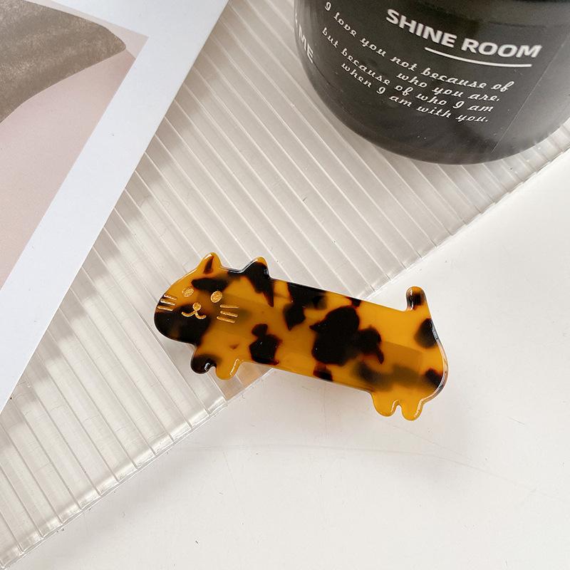 1pc Korean Version of the Acetate Plate, Cute Short-legged Three-color Cat Hair Clip, Duck Mouth Clip