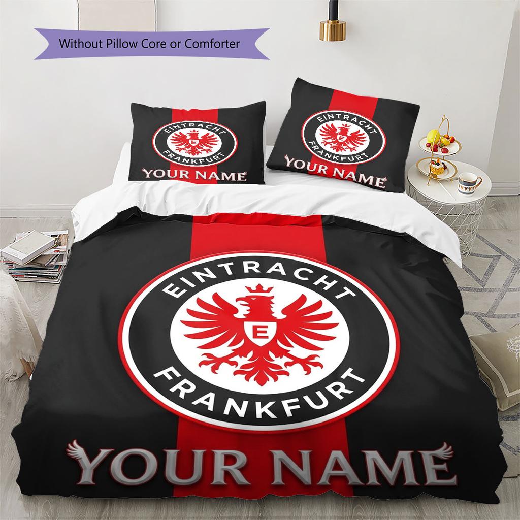 Eintracht Frankfurt Custom Name Pattern Bedding,Quilt Set Quilt Cover Pillowcase Home Birthday Gift(1 * Duvet Cover + 2 * Pillowcase, Without Core)