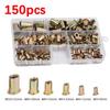 150pcs Rivet Rivet Combination Kit Rivet Nut Tool Kit Steel Yellow Galvanized Thread Rivet Nut Insert Kit M3 / M4 / M5 / M6 / M8