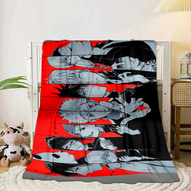Jujutsu Curse Battle Blanket Flannel Blanket for bed, sofa, Camping, Hiking, Picnic Essentials, gift for family Fan gifts