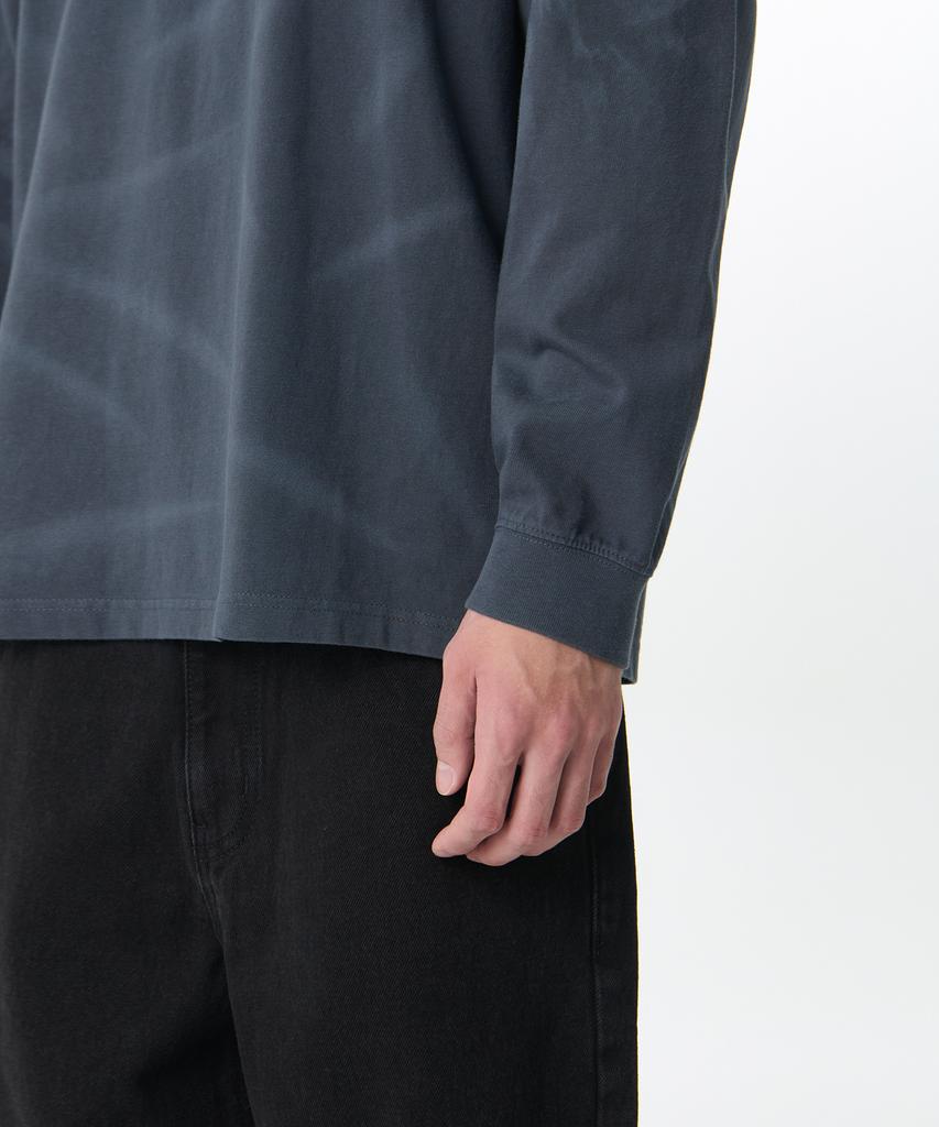 MUSINSA STANDARD Bleach Relaxed Rib Cuff Long Sleeve T-Shirt [Dark Blue]