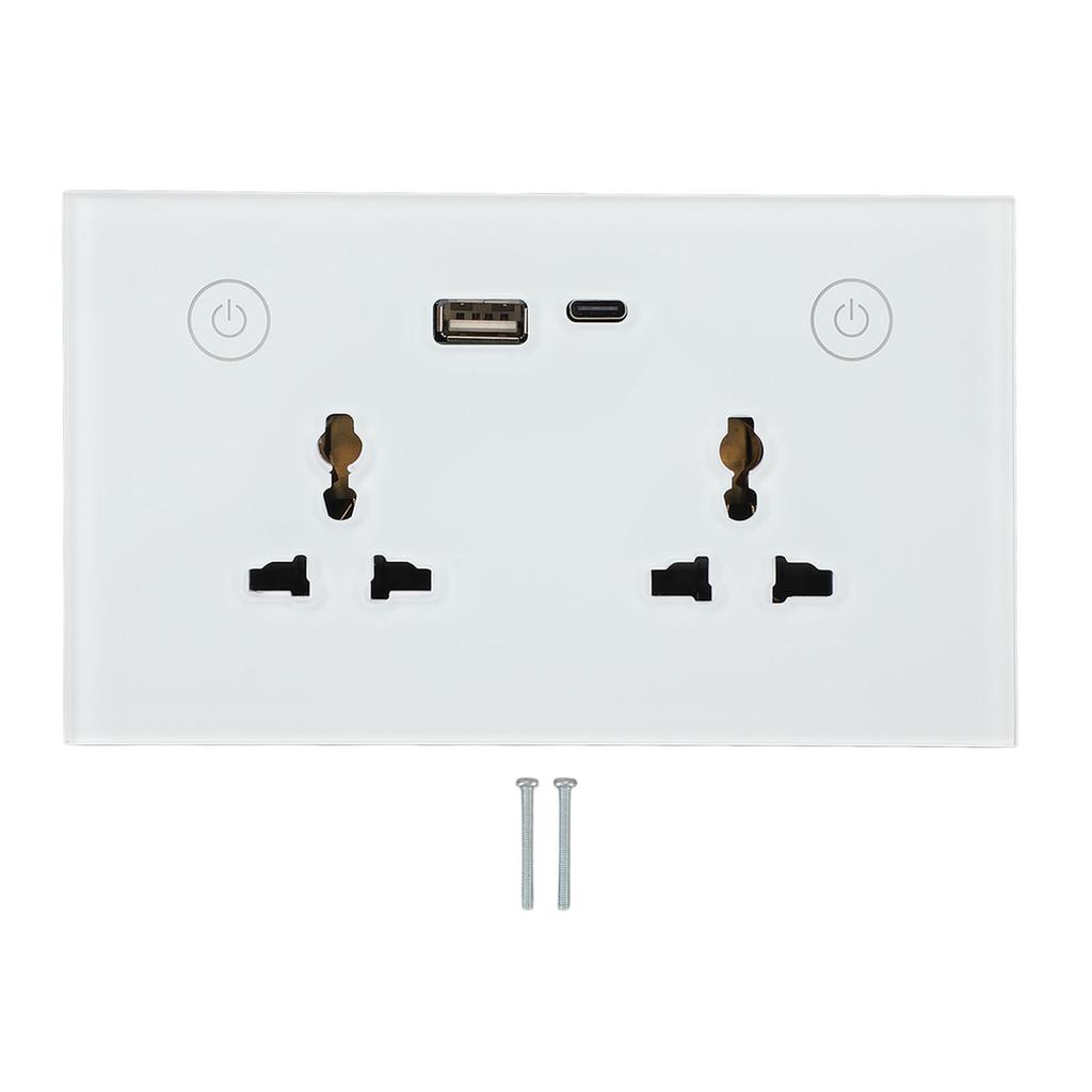Smart Wall Outlet 2.4G WiFi Touch Light Switch Voice Control Smart Plug with USB and TYPE C Charger