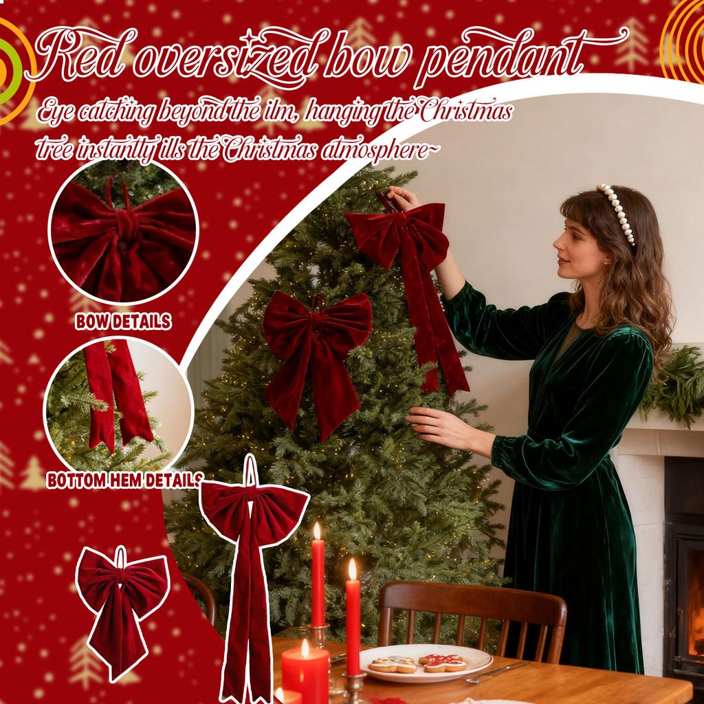 Velvet Decorative Bow Large Size Classic Design for Indoor and Outdoor Holiday Party Event Decoration Use
