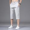 Summer Mens Cotton  Cropped Pants Fashion Casual Loose  Leg Straight Trouser Vintage Calf-Length Shorts Streetwear