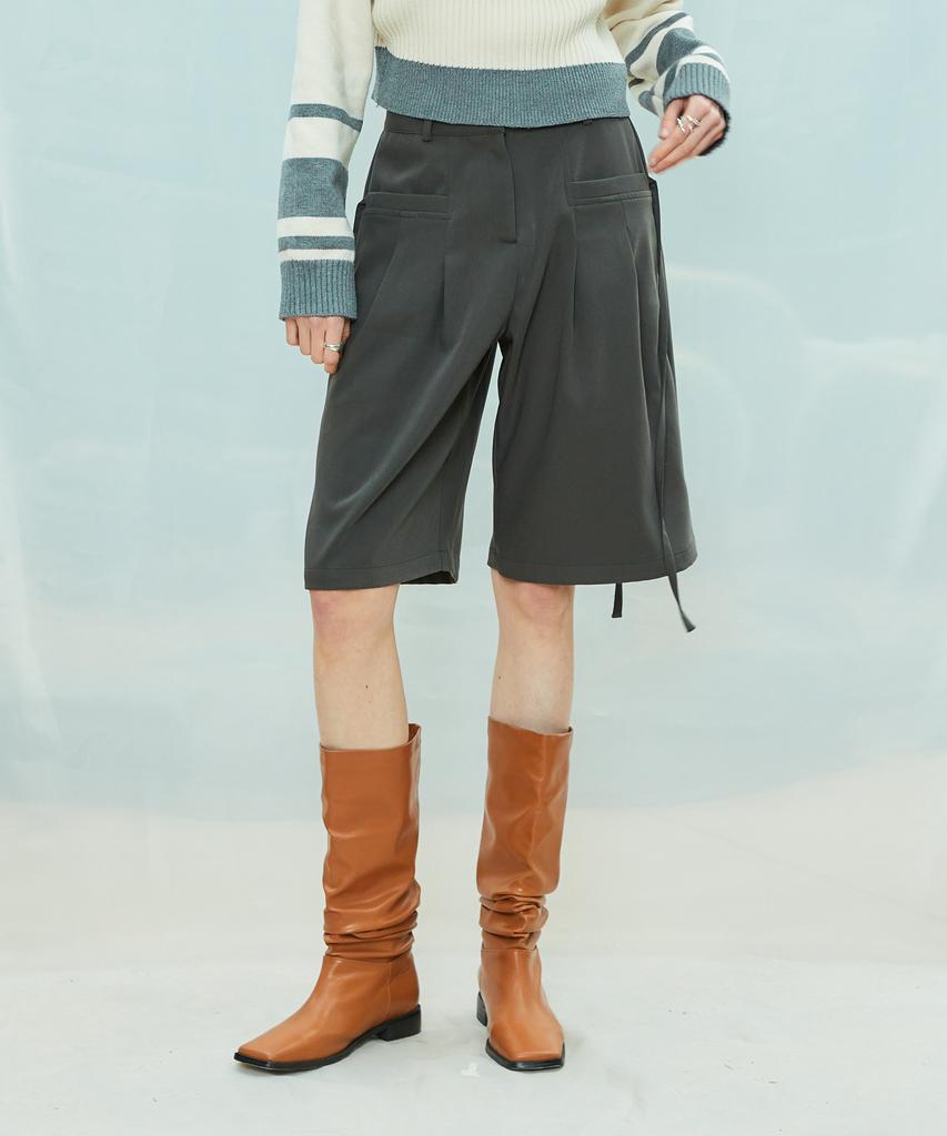 LARTIGENT L9 Ribbon Bermuda Pants(Charcoal)