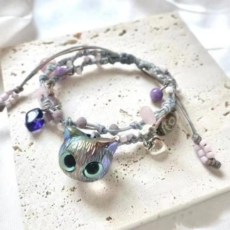 Charming And Fresh Cat Pattern Woven Bracelet For Women Gift And Wear Casual