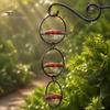 Clear Glass Bowl Bird Feeder Metal Hanging Hummingbird Feeders for Outdoors, with Red Garden Decor Lovers & Perch, Decorative Patio Deck Wild Feeding