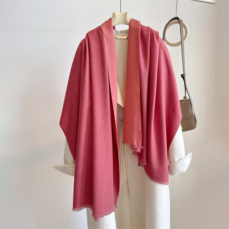 

Luxury Winter Cashmere Scarf Women Two Colours Handkerchief Warm Pashmina Female Shawl Wrap Soft Pareo Bufanda Scarves Stole 80X200cm