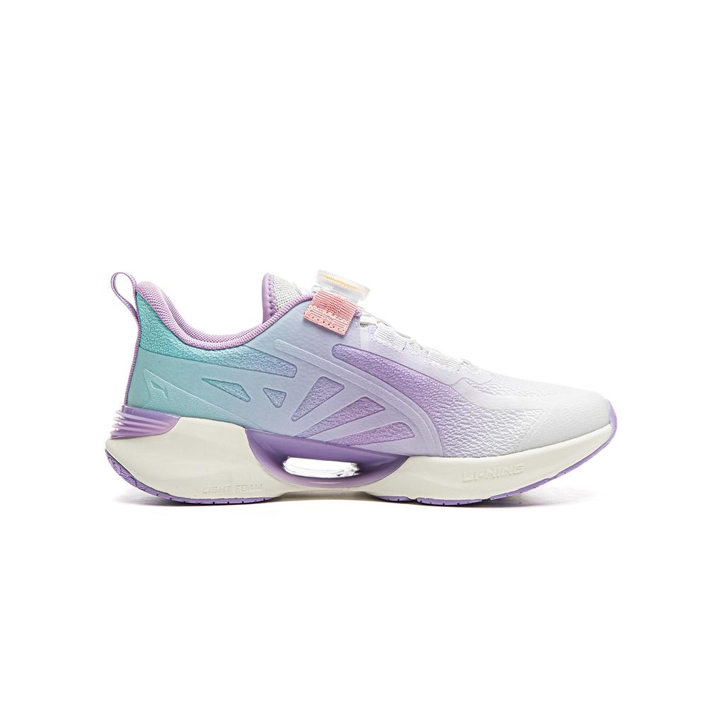 Li Ning Cloud V2 Comfortable Non-Slip Wear-Resistant Breathable Low-Top Kids Running Shoes Kids sneaker Purple Blue White YKFU060-6