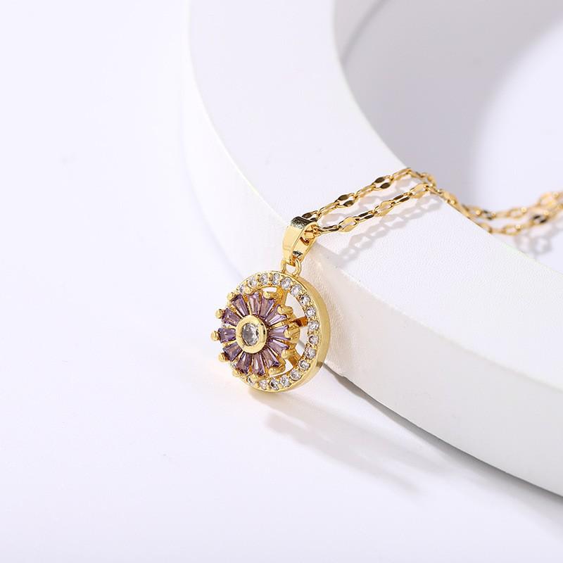 Lucky Wheel Rotating Zircon Pendant Necklace for Women – Fashion Design High-End Clavicle Chain