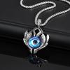 Vnox Big Evil Eye Pendant Necklace, Chunky Stainless Steel Badge with Turkish Eye Pendant, Punk Men Accessory