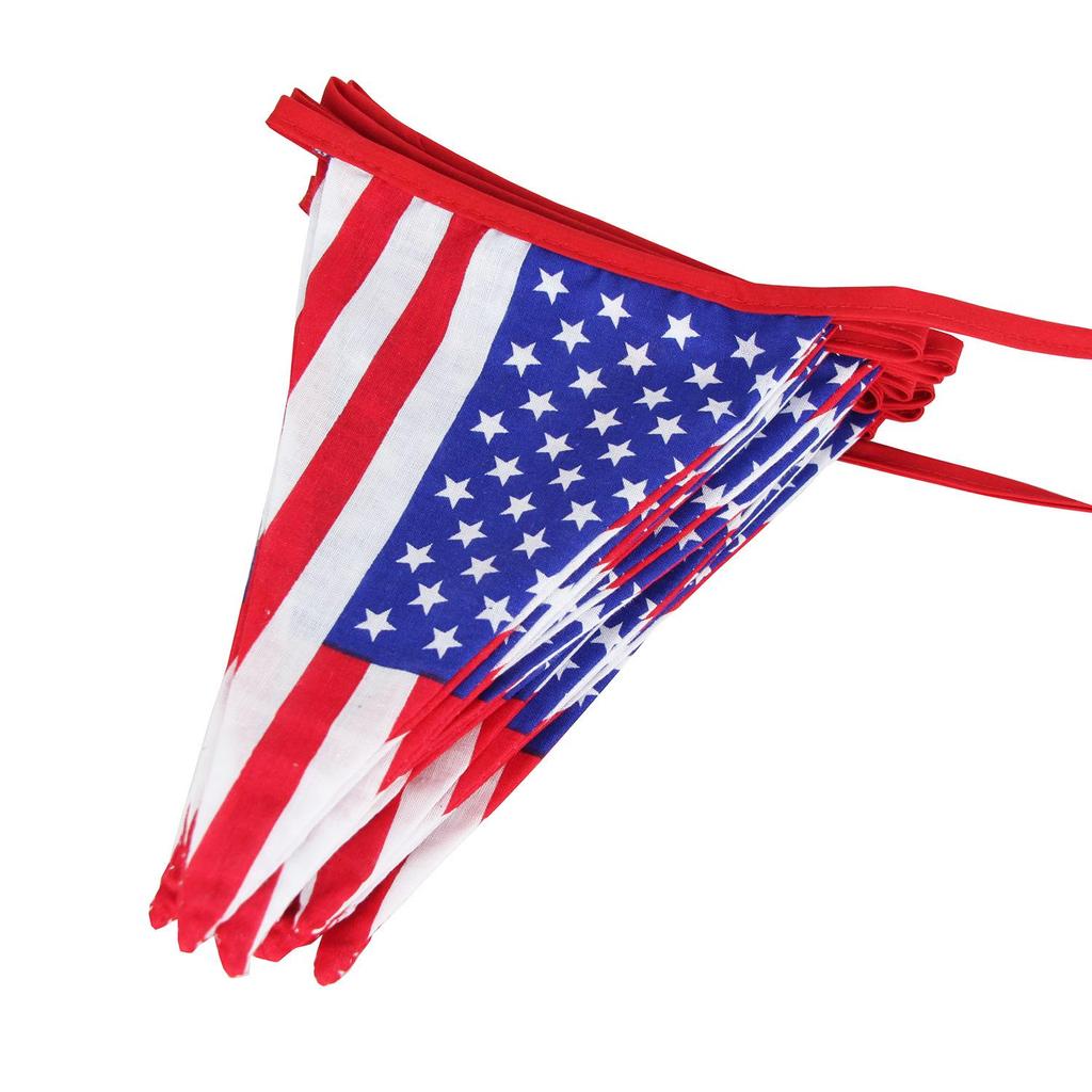 USA Stars & Stripes Cotton Triangle Flag - 3m, 5m, 10m Outdoor Tent & Camping Decor