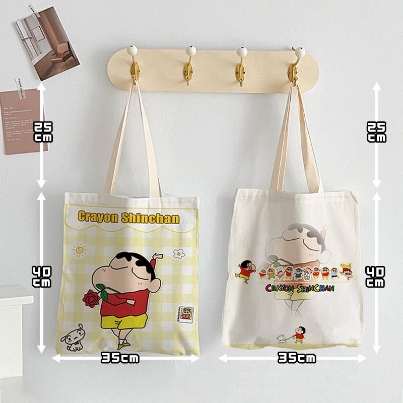 

Crayon Shin-chan Large Capacity Canvas Tote Bag - Cute Cartoon Design for Students 35x40 cm, 120g