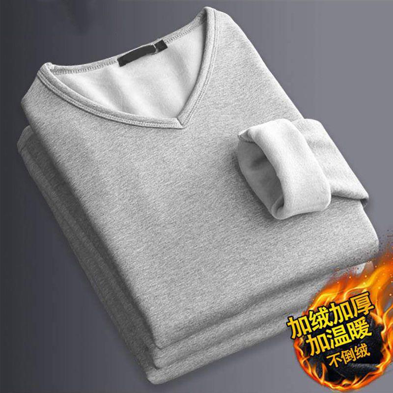 Clearance Velvet Thickened Base Layer Slimming Warm Long-Sleeve T-shirt for Men