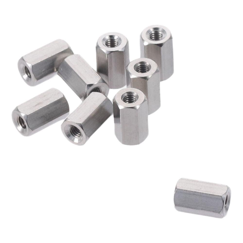 10Pcs Smooth M3 M4 M5 M6 Hex Coupling Nuts 304 Stainless Steel Silver Tone Hex Nuts Metric Size