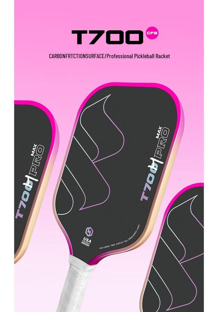 Pickleball Racket T700 Carbon Fiber Matte Silent Set - Professional Paddle Board for Competition