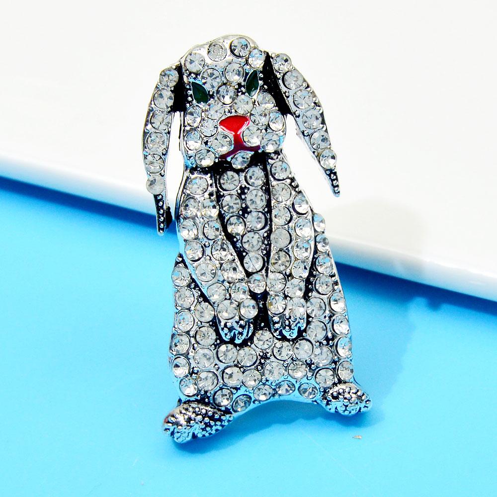 New Rhinestone Rabbit Brooch Chinese Zodiac Pin Vintage Animal Jewelry New Year Ccessories 2 Colors Available