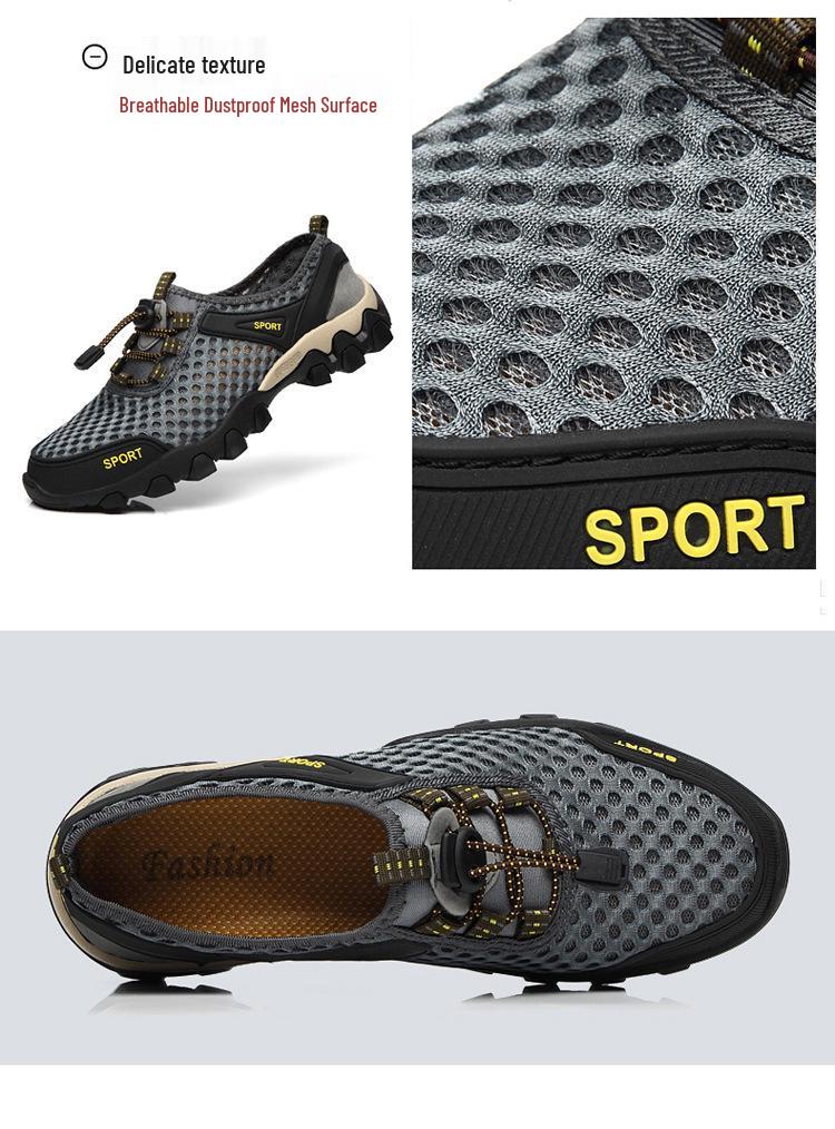 Men's Lightweight Breathable Summer Outdoor Mesh Water Shoes for Mountaineering