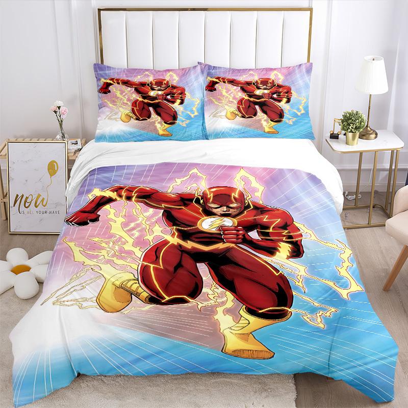 3pcs Flash superhero Duvet Cover Set, 1 Duvet Cover + 2 Pillowcases (No Insert), High-Definition Print for All Seasons,Durable yy251103045