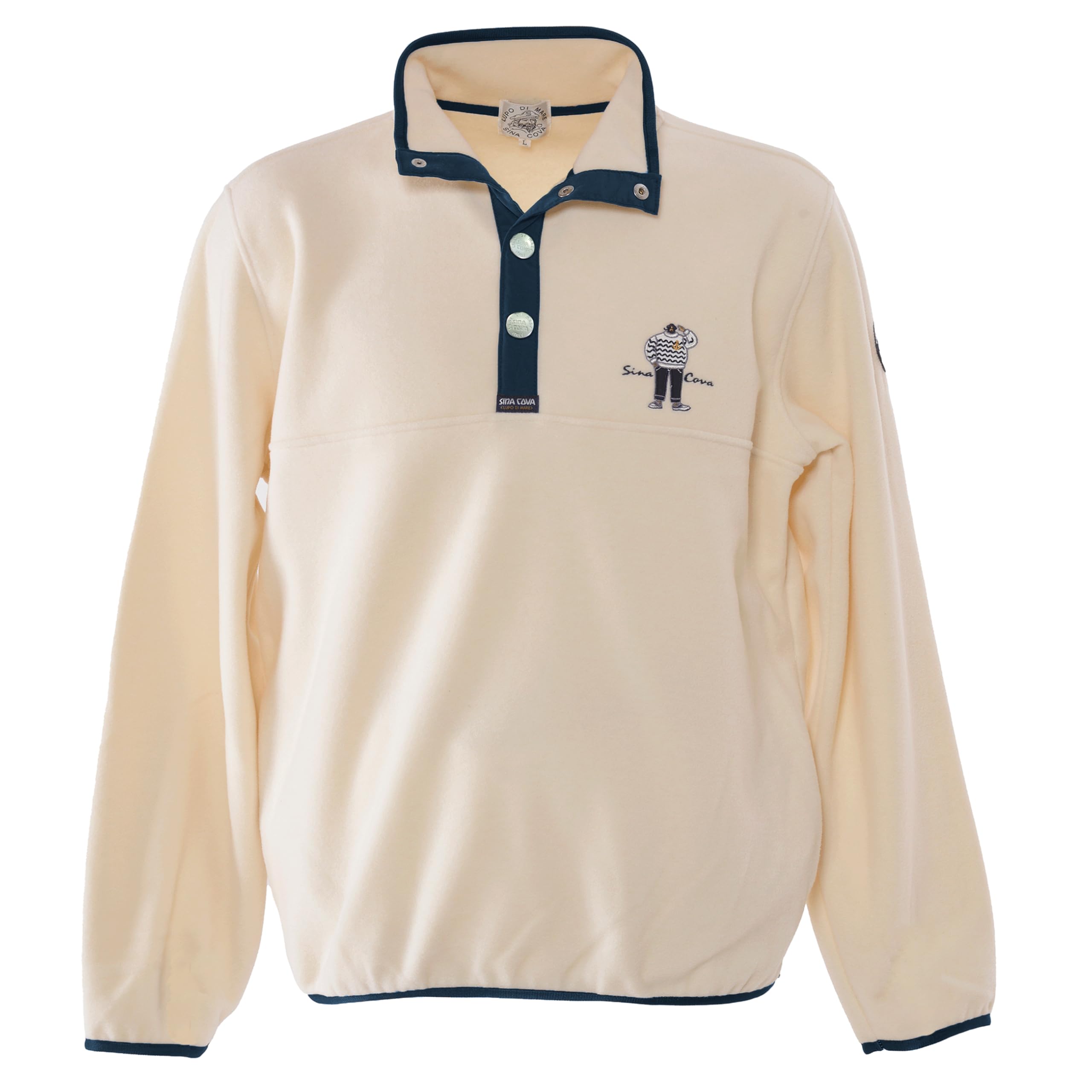 

High Neck Pullover Long Sleeve Light Fleece Seam Pocket Captain Applique Embroidery 24220050 LL [Sinakoba] Men s (Off)