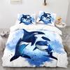 Dolphin Duvet Cover King Queen Size Lovely Sea Life Bedding Set For Kids Boy Girl Cute Ocean Animal 2/3pcs Polyester Quilt Cover
