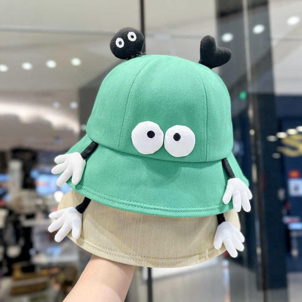 New cute cartoon fisherman hat children spring and summer little monster sunshade sunscreen basin hat shows small face