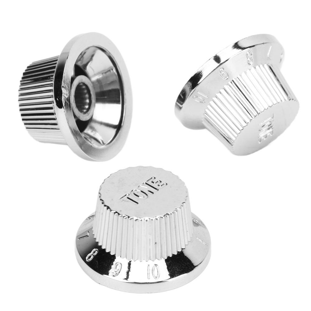3PCS 2 Tone 1 Volume Guitar Control Knobs Silver Volume Tone Knobs  For Electric Guitar