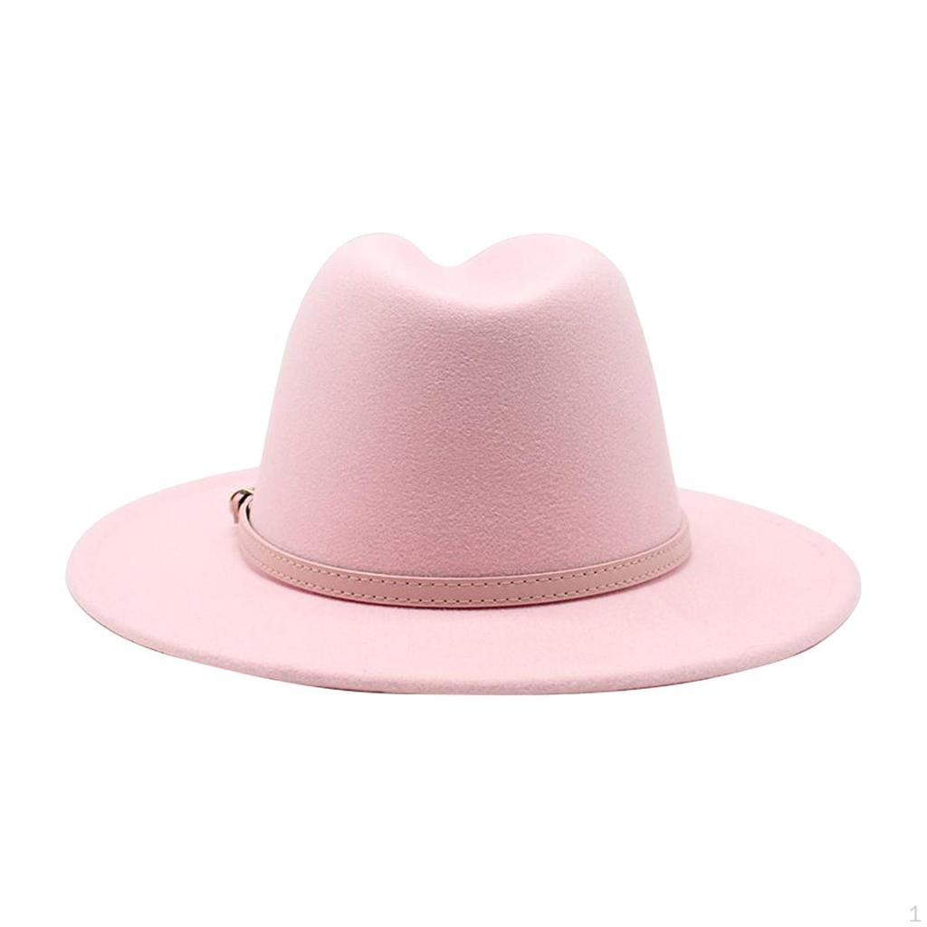 Women Fedora Hats Classic Belt Buckle Cowgirl Cap Panama Hat for Props Prom Travel