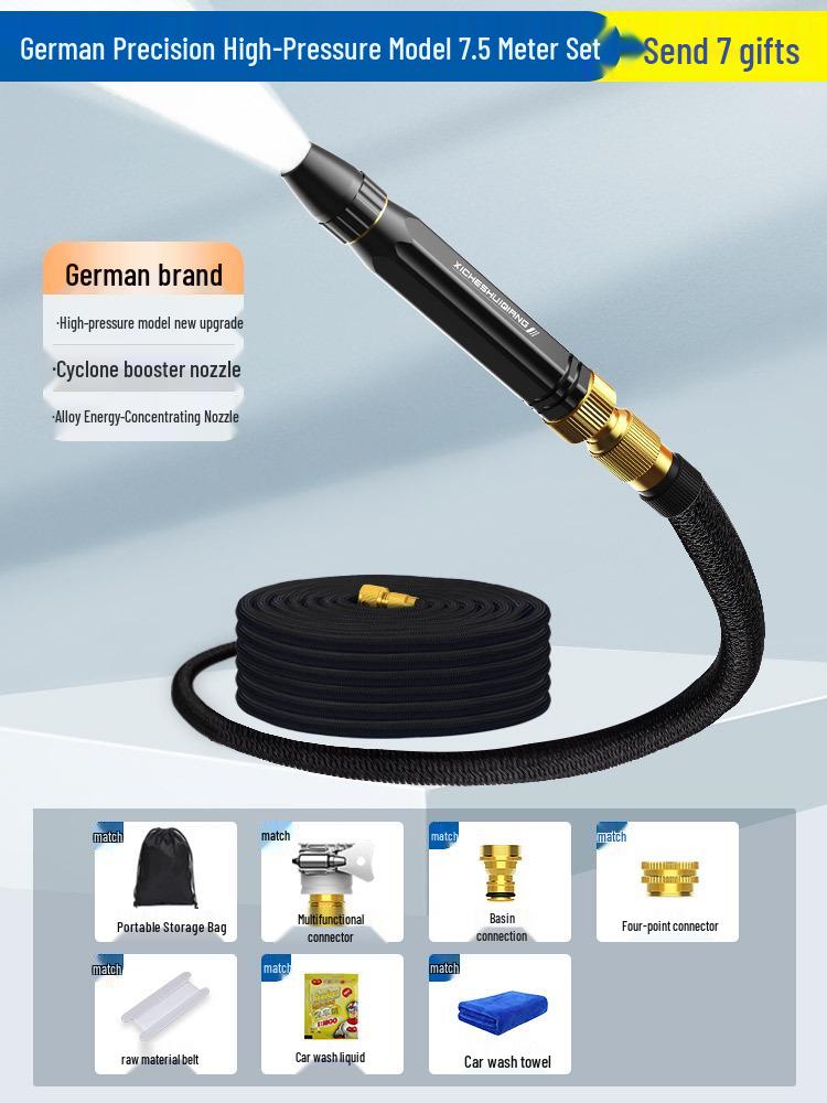 High-Pressure Car Wash Gun with Telescopic Hose and Powerful Nozzle
