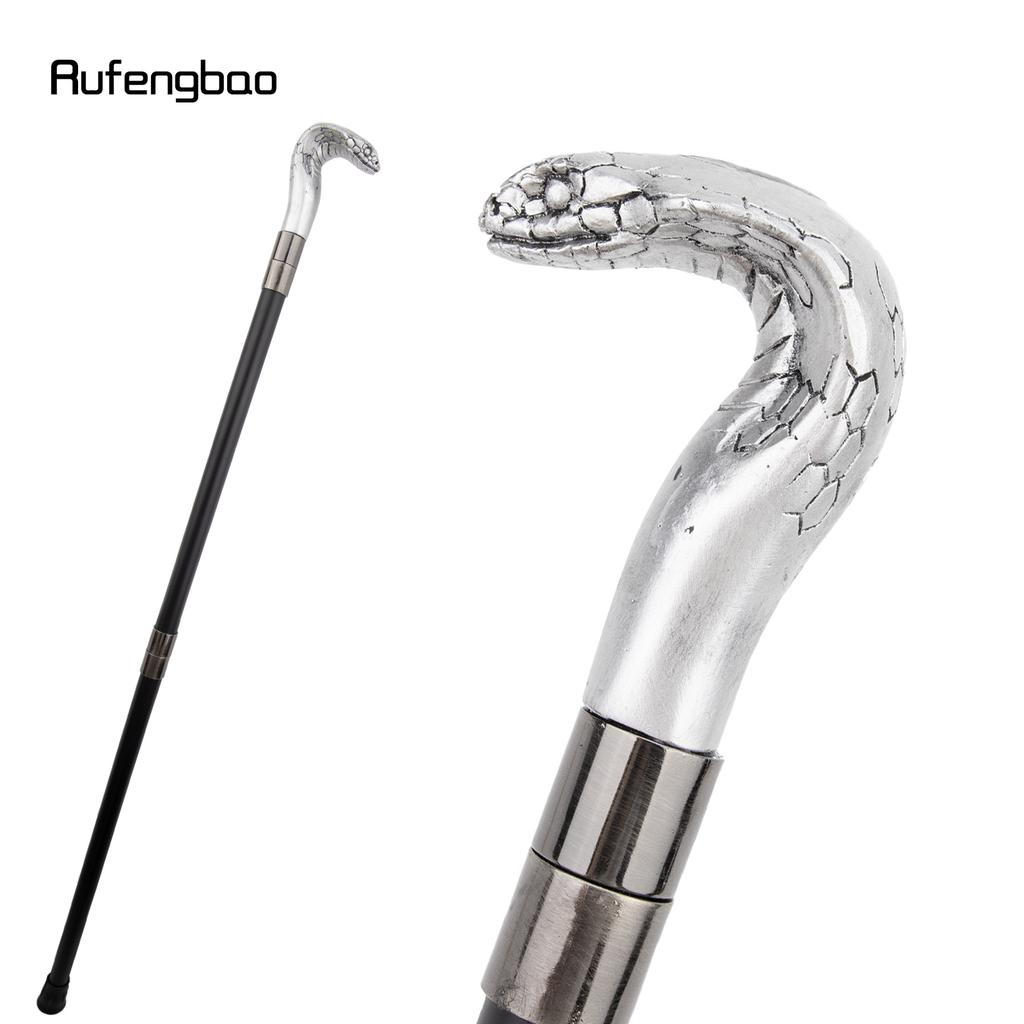 White Resin Snake Cobra Head Walking Cane Fashion Decorative Steel Stick Gentleman Elegant Cosplay Cane Knob Crosier 95cm