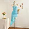 Ladies Pure Desire Wind Romantic Metal Buckle Decorative Frilly Summer Irregular Ruffle Leaf Edge Waist Thin Hip Skirt