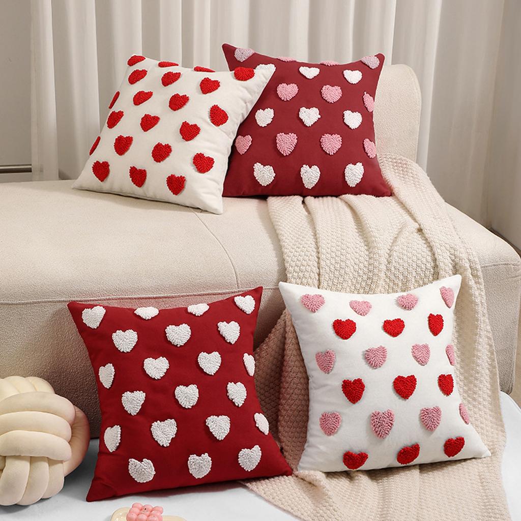 Valentine's Day Embroidered Plush Love Heart Cute Three-dimensional Pattern Pillow