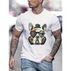 Steampunk Chic Bulldog Print T-shirt For Men, Trendy Short Sleeve Top, Men's Clothing