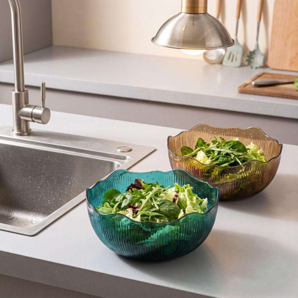 Flat Bottom Fruit Bowl Wave Edge Serving Dishes Fashionable Look Snack Basket Home Organization