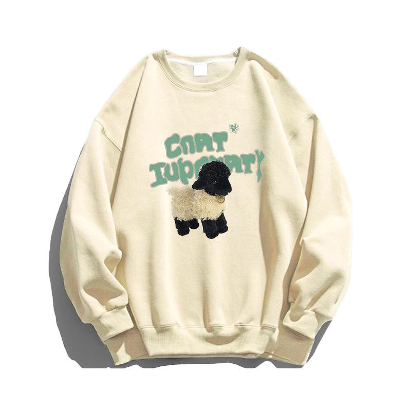 

Женский серый свитшот с круглым вырезом 2024 - Свободный крой, на флисе, стиль «петит» для весны и осени XL