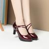 Women's High-heeled Leather Shoes Cheongsam Special Catwalk Shoes Versatile Waterproof Table Bright Leather Shoes