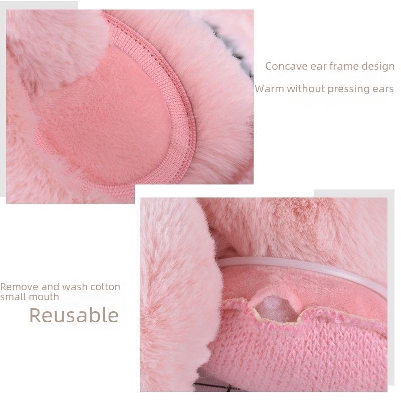 Roztomilé korejské plyšové chrániče sluchu pro ženy - útulné zimní náušníky